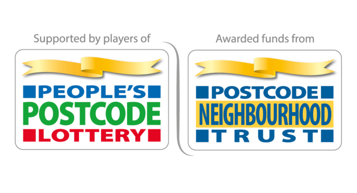 A pair of logos. Text reads: supported by players of People’s Postcode Lottery; Awarded funds from Postcode Neighbourhood Trust.