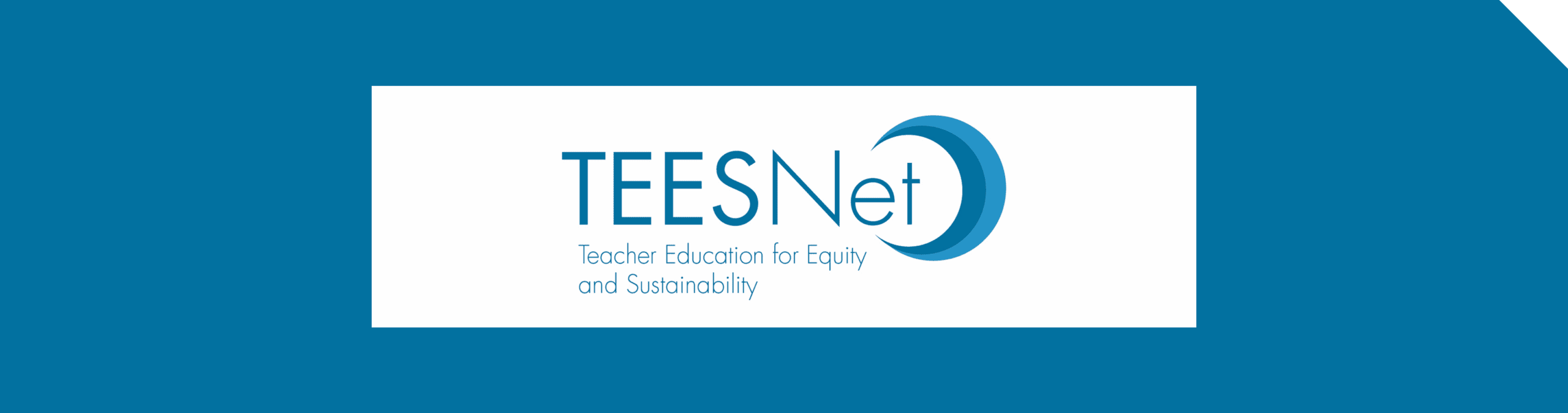 Logo with blue text on a white background, showing the name TEESNet - the Teacher Education for Equity & Sustainability Network